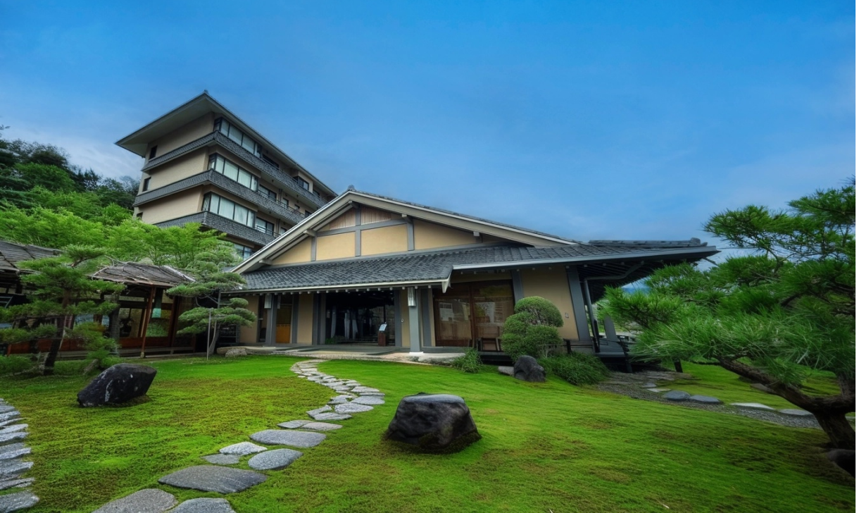 Japanese Style Garden before the hotel