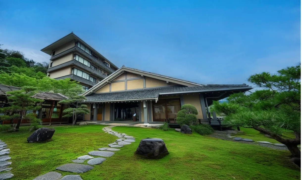 Japanese Style Garden before the hotel